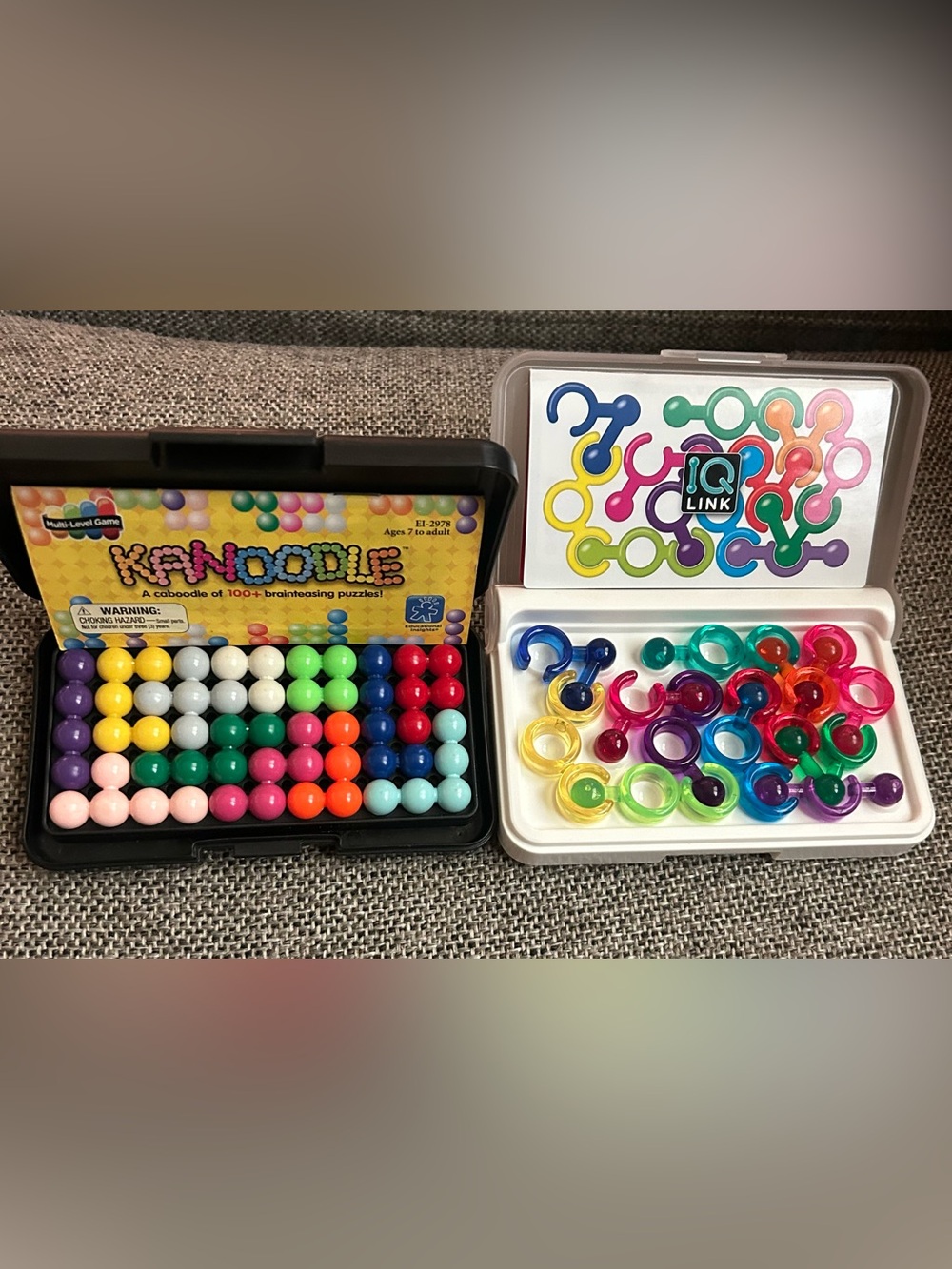 Educational Brain games- Kanoodle and IQ link spatial puzzles